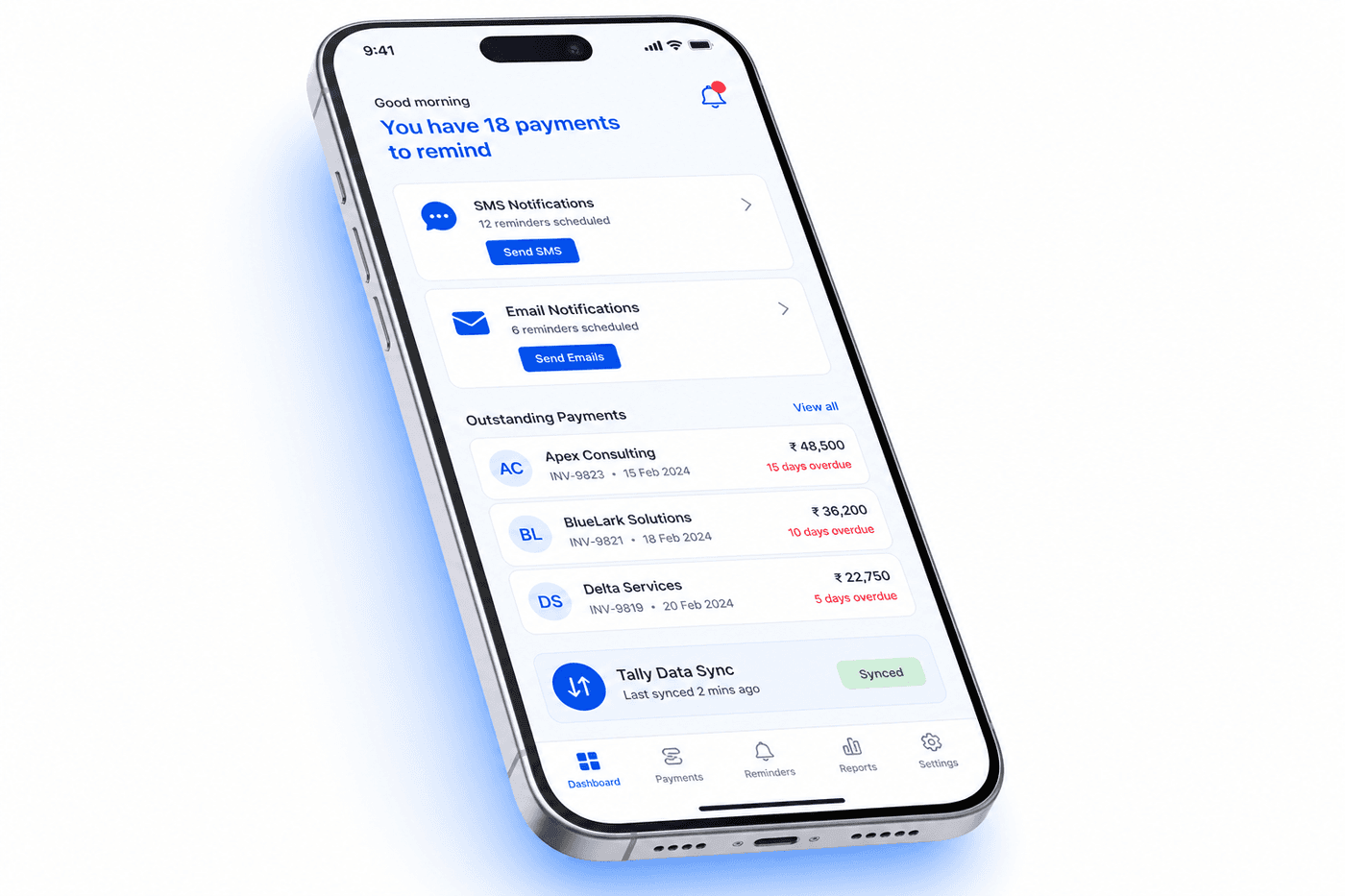Send payment reminders via SMS and email from MobileTally mobile